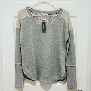 NWT Miss Me Gray and Cream Crew Neck Sweater women’s